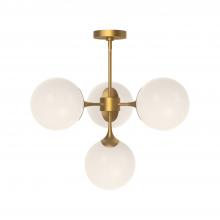  CH505426AGOP - Nouveau 26-in Aged Gold/Opal Matte Glass 4 Lights Chandeliers