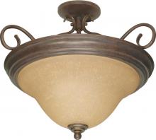  60/1027 - Castillo - 3 Light Semi-Flush with Champagne Linen Washed Glass - Sonoma Bronze Finish