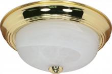  60/214 - 2 Light - 13" Flush with Alabaster Glass - Polished Brass Finish