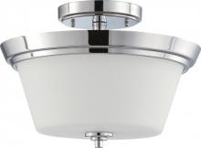  60/4087 - Bento - 3 Light Semi Flush with Satin White Glass - Polished Chrome Finish