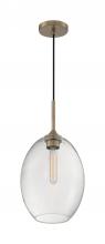  60/7017 - Aria - 1 Light Pendant with Seeded Glass - Burnished Brass Finish