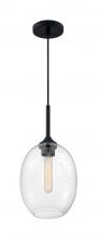  60/7026 - Aria - 1 Light Pendant with Seeded Glass - Matte Black Finish