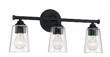  60/7283 - Bransel - 3 Light Vanity with Seeded Glass - Matte Black Finish