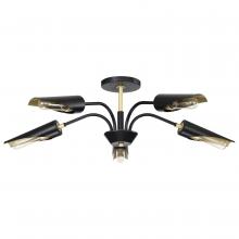  60/7295 - Marc 5 Light Chandelier; Matte Black Finish; Gold Accents