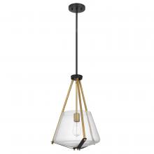  60/7687 - Starlight; 1 Light Foyer Pendant; Medium Base; 60 Watt; Matte Black Finish: Clear Seeded Glass