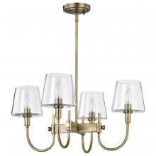  60/7885 - Brookside 4 Light Chandelier; Vintage Brass Finish; Clear Glass