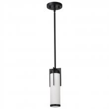  60/8053 - Roselle; Mini Pendant; Matte Black with White Glass