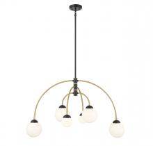  M100114MBKNB - 6-Light Chandelier in Matte Black with Natural Brass